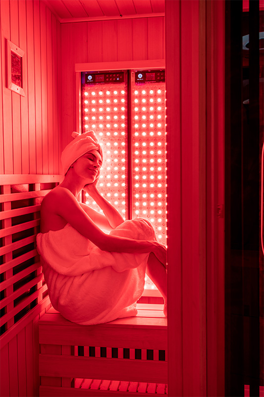 Sauna Gela Iraultzailea LED Panel Gorria Argi Infragorrien Terapia Gailua aurkezten